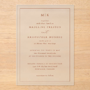 Elegante Perzik Minimalistische Calligrafie Acryl Uitnodigingen