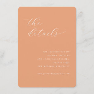 Elegante Perzik Minimalistische Kalligrafie Informatiekaartje