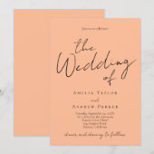 Elegante Perzik Moderne Chique Typografie Bruiloft Kaart (Voorkant / Achterkant)