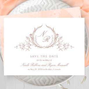 Elegante Perzik Monogram Trouw Calligrafie Save The Date