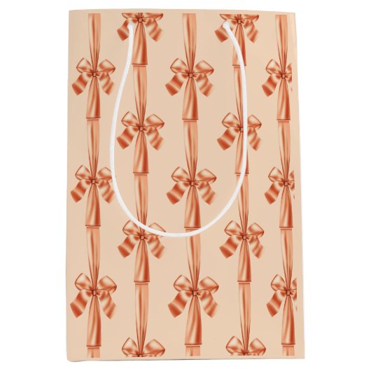 Elegante perzik namaak satijnen linten strik medium cadeauzakje (Voorkant)