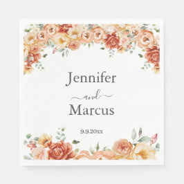 Elegante perzik, Oranje bloemige cocktail papier s Servet