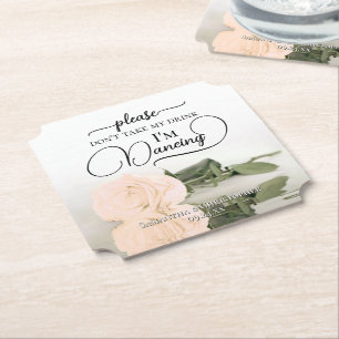 Elegante Perzik Roos Neem Mijn Drankje Niet Trouwe Kartonnen Onderzetters