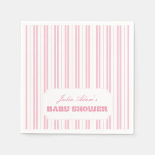Elegante perzik roze gestreepte patroon baby showe servet