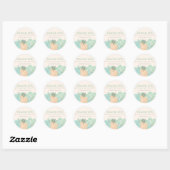 Elegante Perzik Rozen Mint Bloemen Bruiloft Dank u Ronde Sticker (Vel)