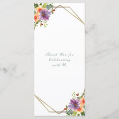 Elegante Perzik Waterverf Floral Boho Bruiloft Menu (Achterkant)