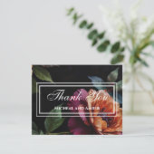 Elegante perzikkleurige rode bloemige moody boho bedankkaart (Staand voorkant)