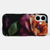 Elegante perzikkleurige rode bloemige moody boho Case-Mate iPhone case (Achterkant (horizontaal))