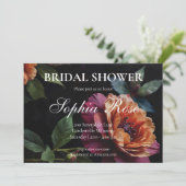 Elegante  perzikkleurige rode bloemige moody boho kaart (Staand voorkant)