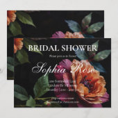 Elegante  perzikkleurige rode bloemige moody boho kaart (Voorkant / Achterkant)