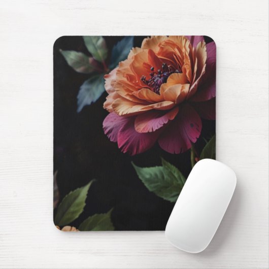 Elegante perzikkleurige rode bloemige moody boho muismat (Met muis)