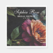 Elegante  perzikkleurige rode bloemige moody boho servet (Voorkant)