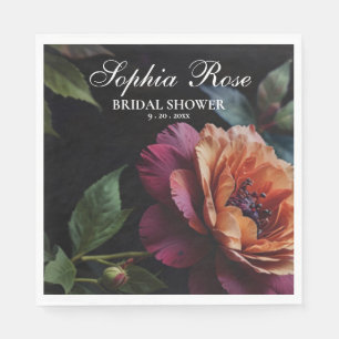 Elegante perzikkleurige rode bloemige moody boho servet