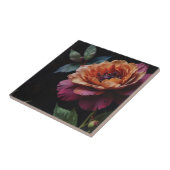 Elegante  perzikkleurige rode bloemige moody boho tegeltje (Zijkant)