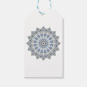 Elegante Perzisch Blauwe Arabesque Oriëntaalse Dec Cadeaulabel