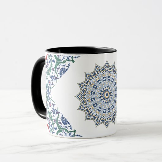 Elegante Perzische Blauwe Arabesk Oosterse decorat Mok (Voorkant links)