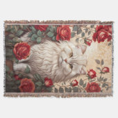 Elegante  Perzische kat met Rozen Deken (Voorkant)