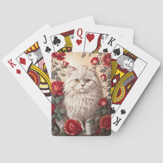 Elegante  Perzische kat met Rozen Pokerkaarten (Achterkant)