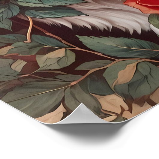 Elegante Perzische kat met Rozen Poster (Hoek)