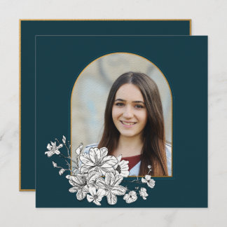 Élégante Photo Bat mitzvah hébreu Invitation