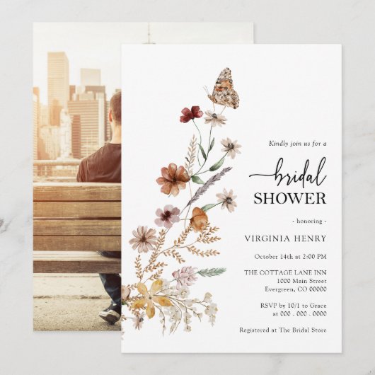 Élégante Photo Bridal Shower Invitation (Devant / Derrière)