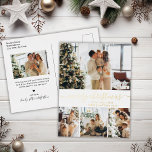 Elégante photo Collage Holiday Gold Foil Carte pos<br><div class="desc">Élégante calligraphie Minimaliste Gold Foil Script 4 Collage photo Joyeux Noël Carte postale. Ce modèle festif, mimimaliste, fantasque de quatre (4) cartes de vacances photo présente un joli collage photo et dit "Joyeux Noël"! Le texte de salutation "Joyeux Noël" est écrit dans une belle main lettré tourbillonnant swash-tail type de...</div>