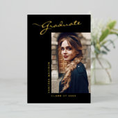 Élégante photo de script moderne | Grad Faire-part (Debout devant)