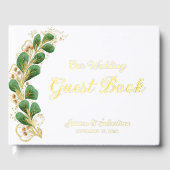 Élégante photo de verdure Mariage blanc et or (Recto)