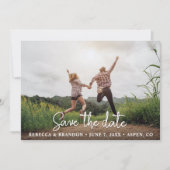 Élégante Photo Double Face Rustique Save The Date (Devant)