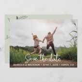 Élégante Photo Double Face Rustique Save The Date (Devant / Derrière)