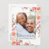 Élégante Photo Fleurs Rose Saumon Faire-Part de Ma (Devant / Derrière)