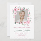 Elégante Photo Floral invitations 74e anniversaire (Devant)