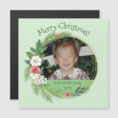 Élégante photo florale ronde carte magnétique de N (Devant / Derrière)