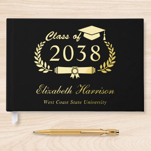 Élégante Photo Gold Foil Black Graduation Party