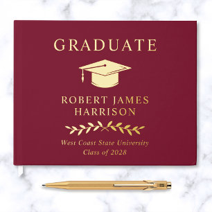 Elégante Photo Gold Foil Burgundy Graduation Party