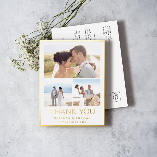 Elégante Photo Gold Foil Mariage carte postale Mer