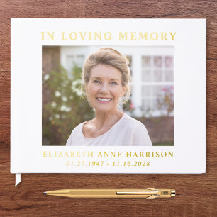 Elégante photo Gold Foil White Memorial Funeral