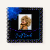 Élégante photo Livre d'or noir et bleu (Devant)
