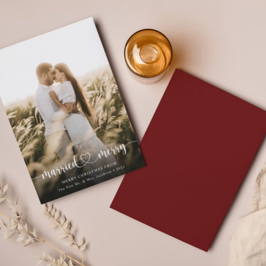 Elégante photo Mariée & Joyeuse carte de Noël