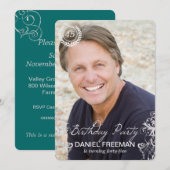 Élégante photo moderne de foune Invitations d'anni (Devant / Derrière)