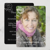 Elégante photo moderne de foune Invitations d'anni (Devant / Derrière)