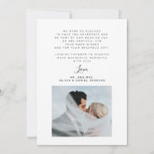 Elégante photo noir blanc mariage carte de remerci (Dos)