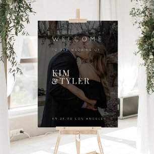 Elégante photo noir mariage signe de bienvenue