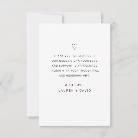 Élégante photo noir Script blanc Mariage Merci (Dos)