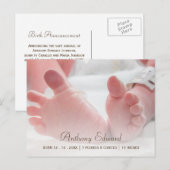 Elégante photo Nouveau-né bébé pieds Faire-part de (Devant / Derrière)