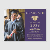 Élégante Photo Purple Gold Faire-part (Devant)