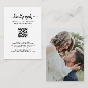 Elégante photo QR Code Mariage Mini carte RSVP