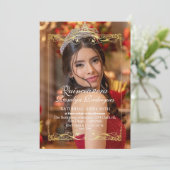 Elégante Photo Quinceañera Gold Invitation (Debout devant)