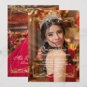 Elégante Photo Quinceañera Gold Invitation (Devant / Derrière)