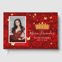Elégante photo Real Gold Foil et Red Quinceanera